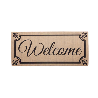 Tapis d'entrée antidérapant Welcome Fleur De Lis Welcome Sassafras 22 po x 10 po