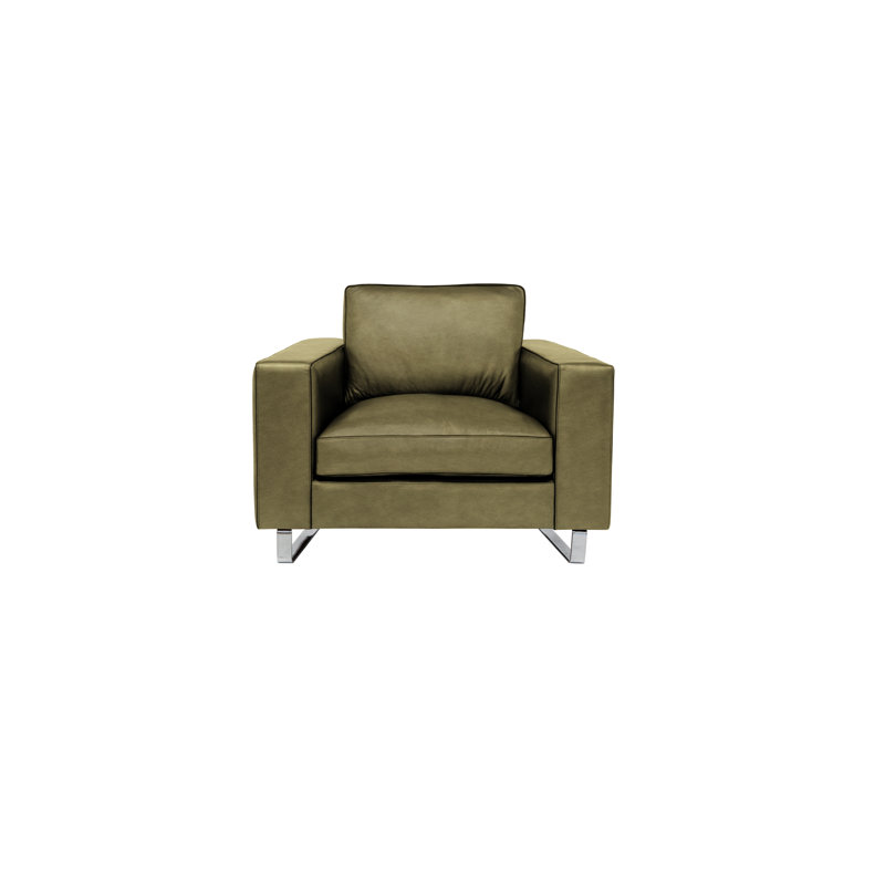 Soho Leather Armchair, Ash Verdeca Genuine Leather, Stainless Steel