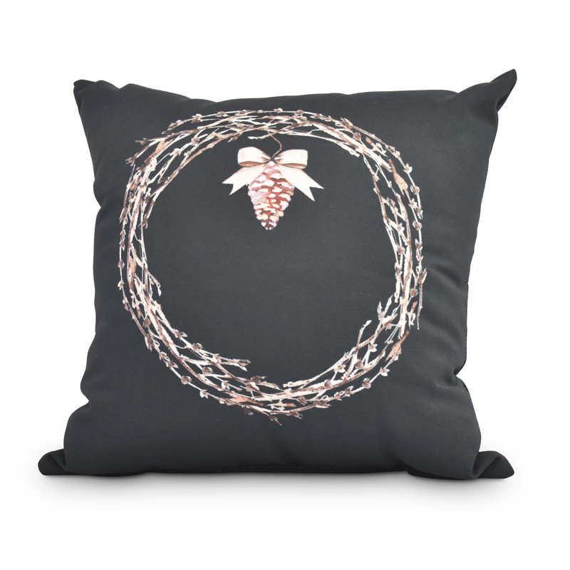 Housse et insert de coussin carré Winter Winter, Noir, 16 po x 16 po