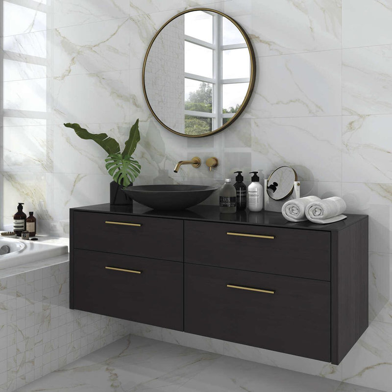 12" x 24" Porcelain Stone Look Wall & Floor Tile, Gold Matte