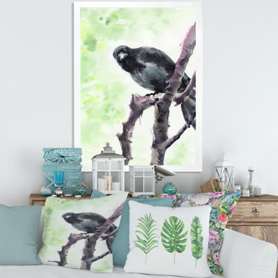 Curious Crow on a Branch - Peinture sur toile