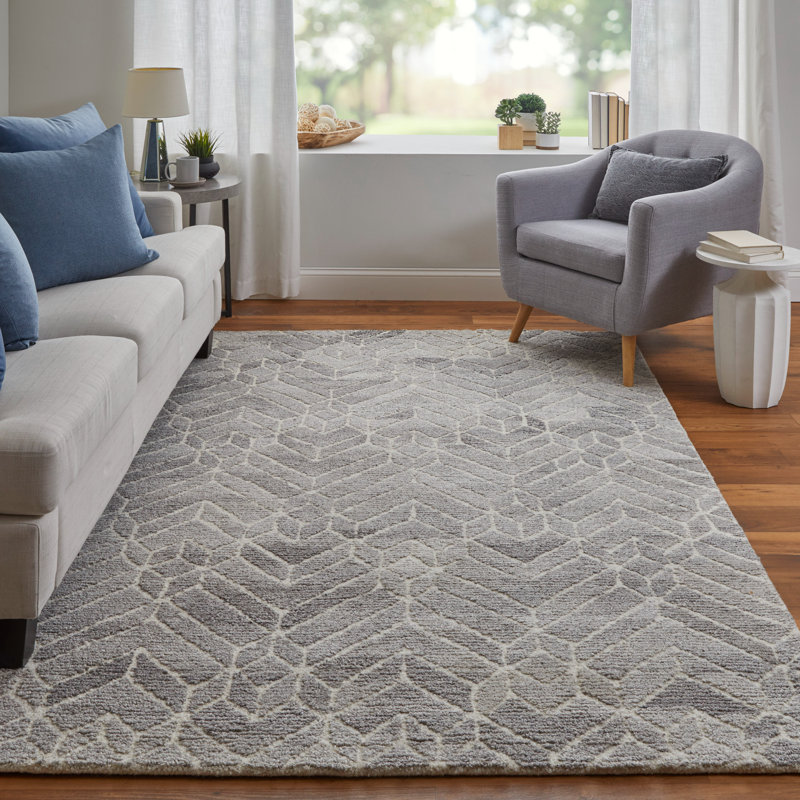 Tapis gris en laine Amirah, Rectangle 5 pi x 8 pi