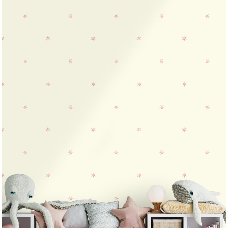 Rouleau de papier peint L 33 pi x l 20,5 po Paule Marrot Etoiles, Crème et rose