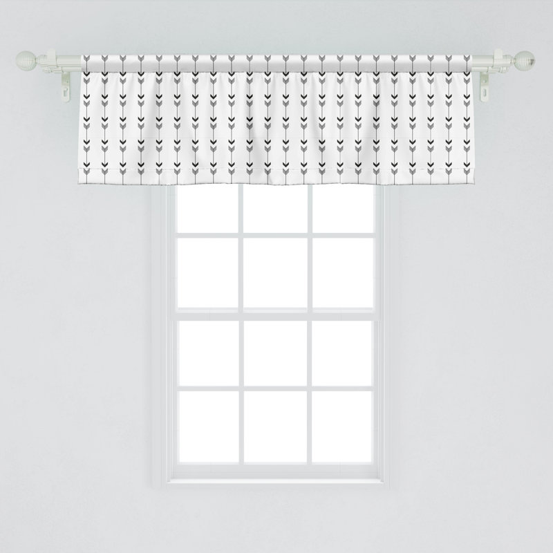 Ambesonne Abstract Valance Pack of 2 Vertical Pointer Shapes White and Charcoal Grey, 54" W x 12" L