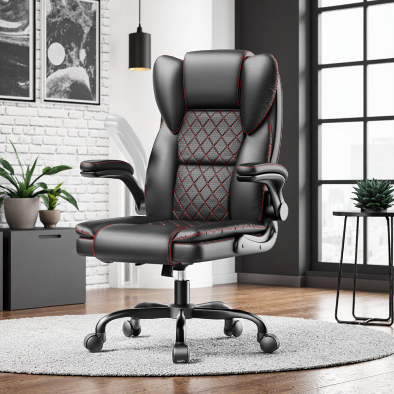 Ergonomic Executive Chair with  Flip-up Armrests and Pocket Spring Cushion, Black