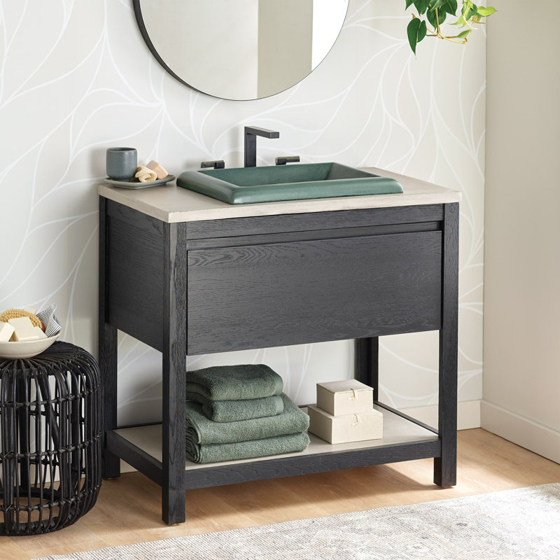 36" Solace Vanity With Shelf, Midnight/Ash