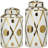 Ceramic Decorative Jars with White Floral Patterns Set-1047670790