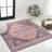 Lesandra Geometric Medallions Machine-Washable Terracotta/Navy Rug-1776304229