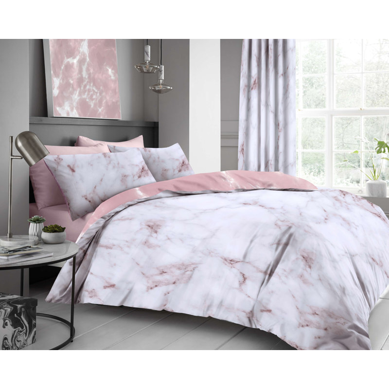 Abstract Duvet Cover Set with Pillowcases Included, Duck Egg, Kingsize Duvet Cover + 2 Standard Pillowcase