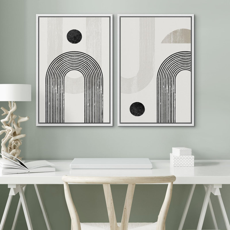 «Dark Black Color Field Landscape», 2 pièces sur toile, H 24 po x l 36 po, Cadre blanc