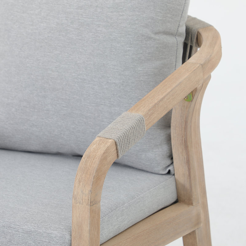 Chaise de salle à manger d'extérieur en bois d'acacia avec coussins Cody, Gris