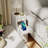 Soild Wooden Nightstand with Raised-Edge Top, Sliding Shelf, Cable Hole & Skirting Board Space-559546590-559707863