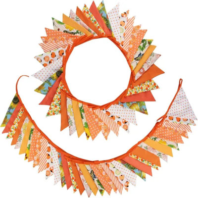 32ft orange tissu banderoles drapeaux triangulaires décorations de fête guirlande florale de coton fanion pour l'automne automne action de grâce récolte anniversaire mariage salle de classe maison de bébé jardin extérieur
