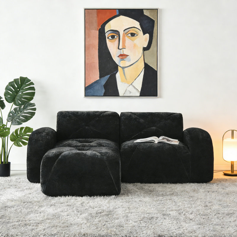 Canapé modulaire en L en forme de L - Compression - Sans assemblage, Noir