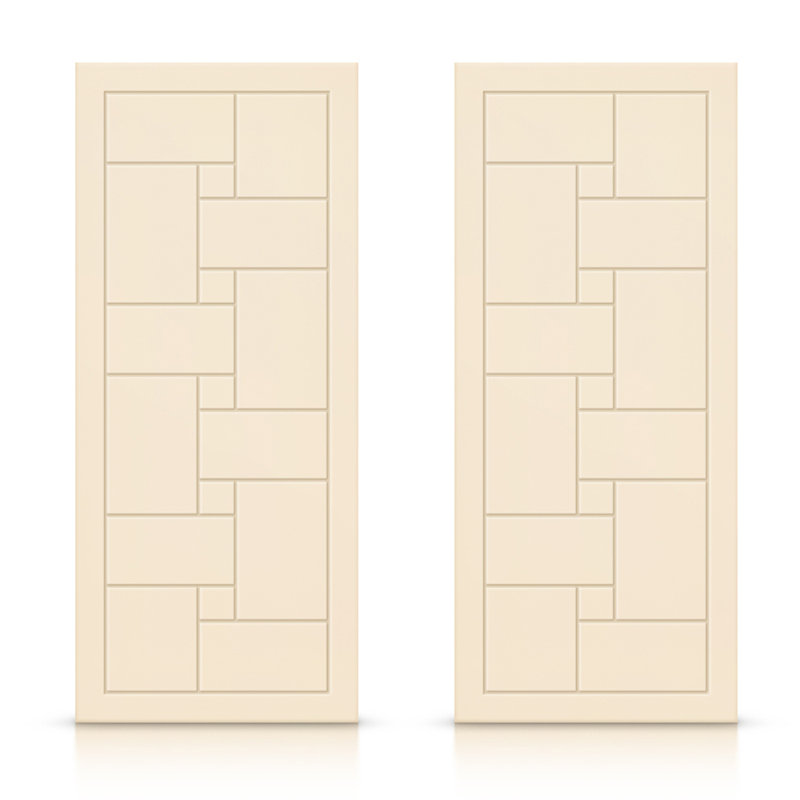 Portes de placard coulissantes à panneaux, Beige, 72 po x 84 po