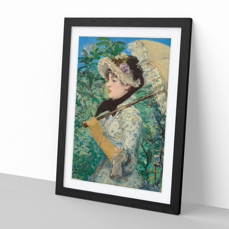 Jeanne Spring by Edouard Manet - Picture Frame Painting, 48cm H x 36cm W x 2cm D, Black