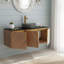 Meuble-lavabo mural 48 po avec portes doubles et lavabo rond en verre noir transparent