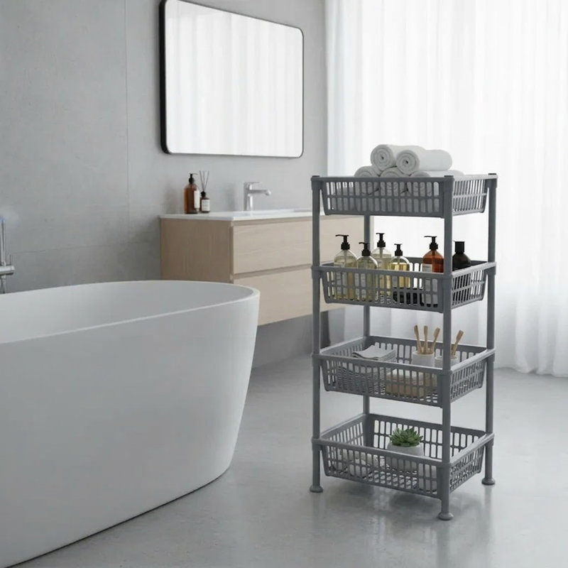 4 Tier Storage Basket Black, Black/Gray