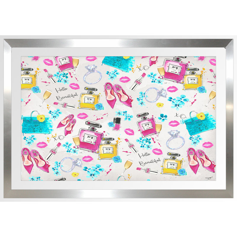 «Spring on My Mind 3», impression, H 27,5 po x l 39,5 po, Encadrement argenté, Tapis transparent