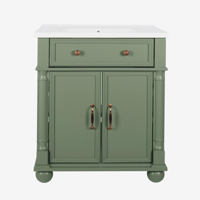 27.8" Bathroom Cabinet, Only Cabinet, Green, Green