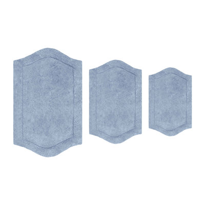 Morissette 100% Cotton Bath Rug, Non-Slip, Quick Dry, Machine Washable - 3 Piece Set