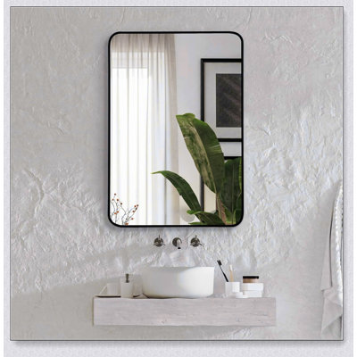 Metal Framed Rectangular Bathroom Mirror For Wall, Clear Reflection And Durable Design, Perfect For Modern Bathrooms