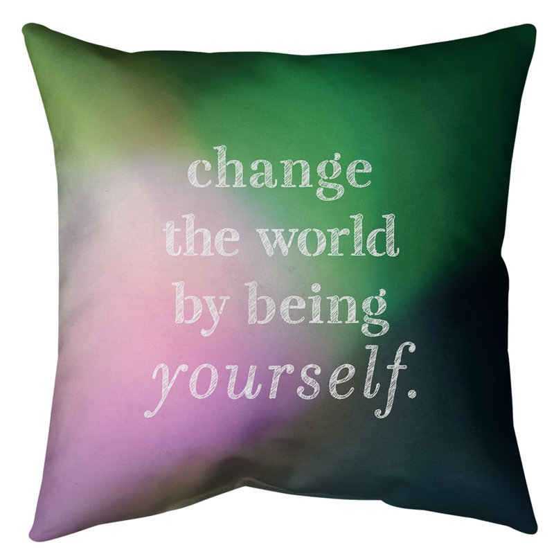 Coussin de plancher change the World, 40 po x 40 po, Rose / Vert