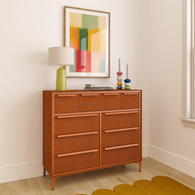 Naima 10 Drawer Fabric Dresser – Orange