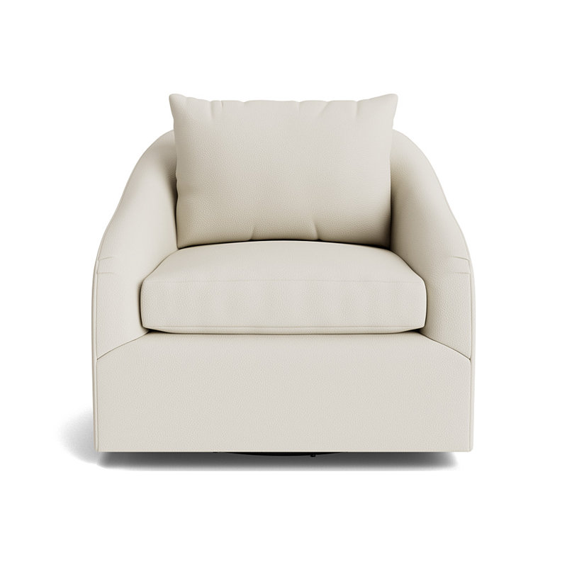 Laurel Upholstered Swivel Armchair, Greenwich Performance Leather - Cream