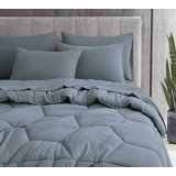 Washed Microfiber 7-Pieces Honeycomb Comforter Set with Sheets