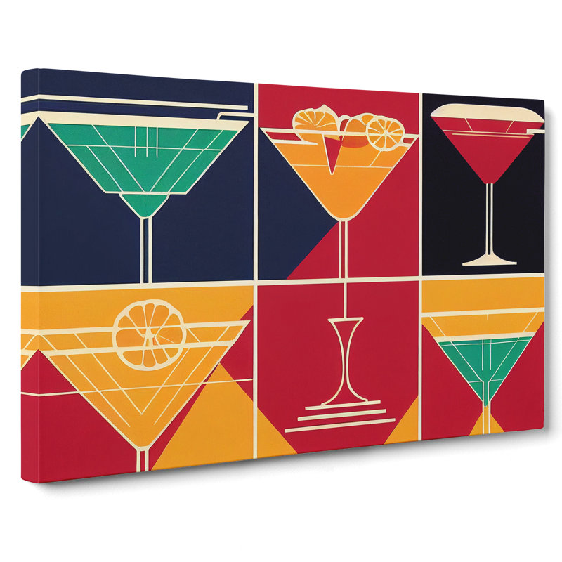 Retro Cocktail Art Vol.6 - Wrapped Canvas, 35cm H x 50cm W x 3cm D