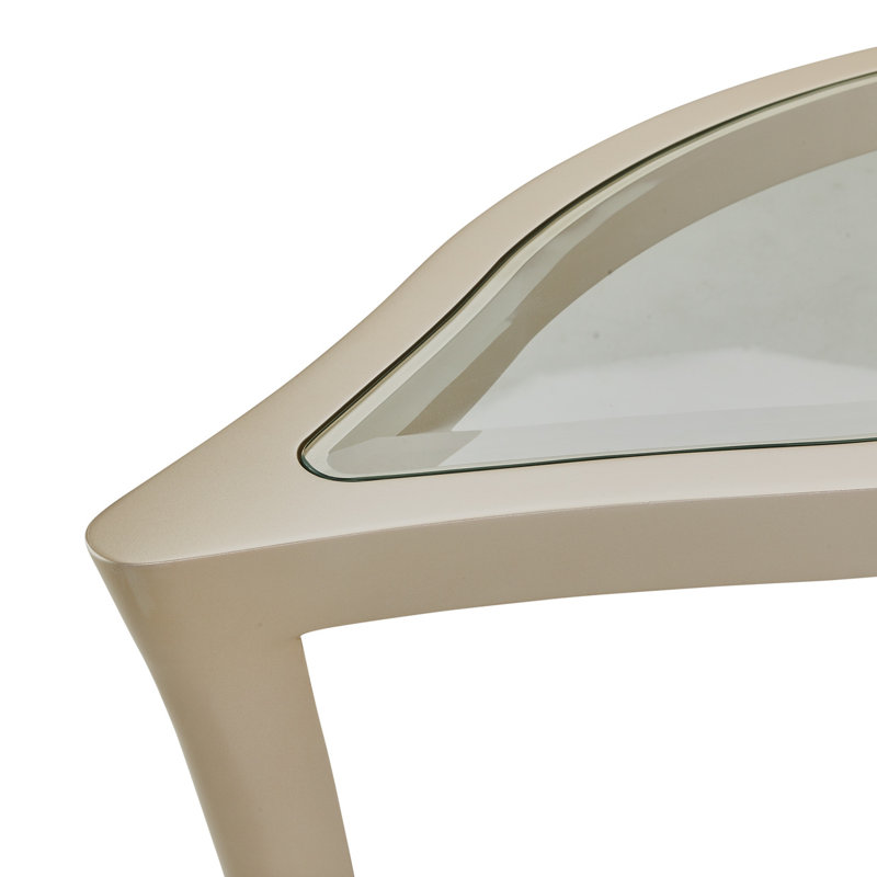 Chardonnay Maple Veneer Glass Top Console Table with Storage