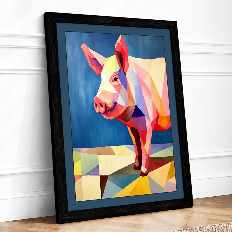 Geometric Pig Modern - Print, A2 - 59.4 x 42.0 cm, Black