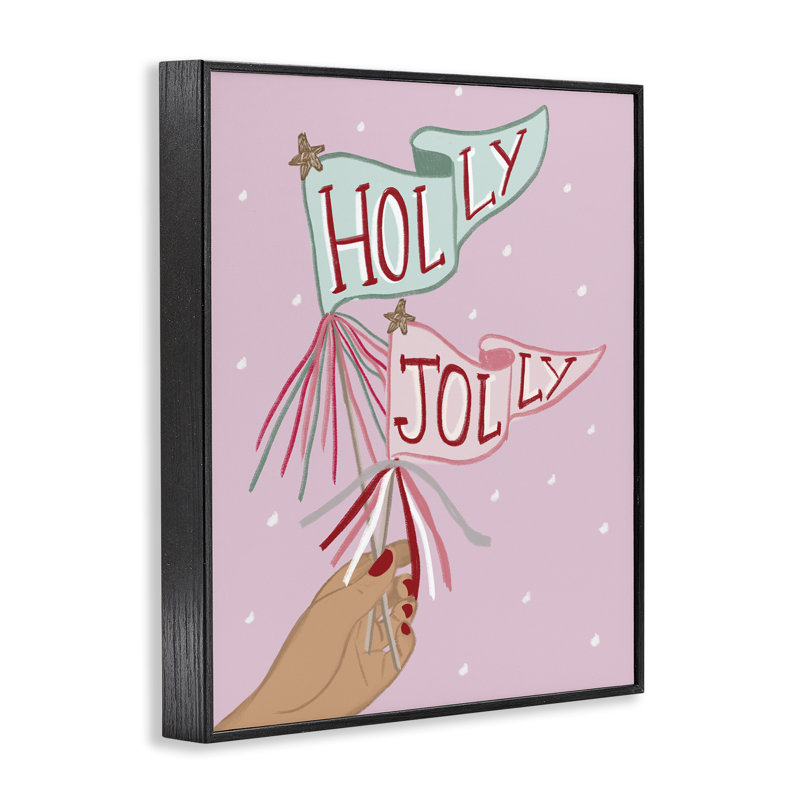«Holly Jolly Festive Flags», estampe numérique, conception de Chen Alyesh, H 14 po x l 11 po, Giclée encadrée noir minuit