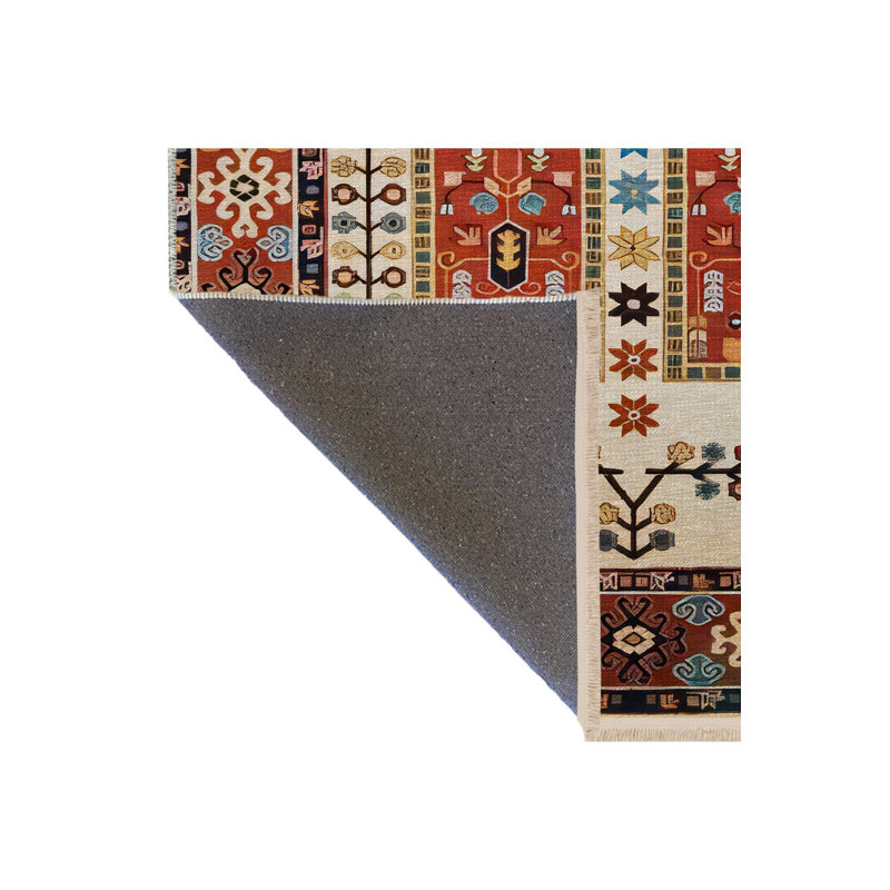Tapis orange lavable décoratif à motif traditionnel orange, Tapis de couloir 2 pi 6 po x 9 pi 10 po inclus