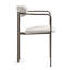 Ensemble de 2 chaises de salle à manger rembourrées en tissu tissé beige avec accoudoirs et pieds en fer brun Berker