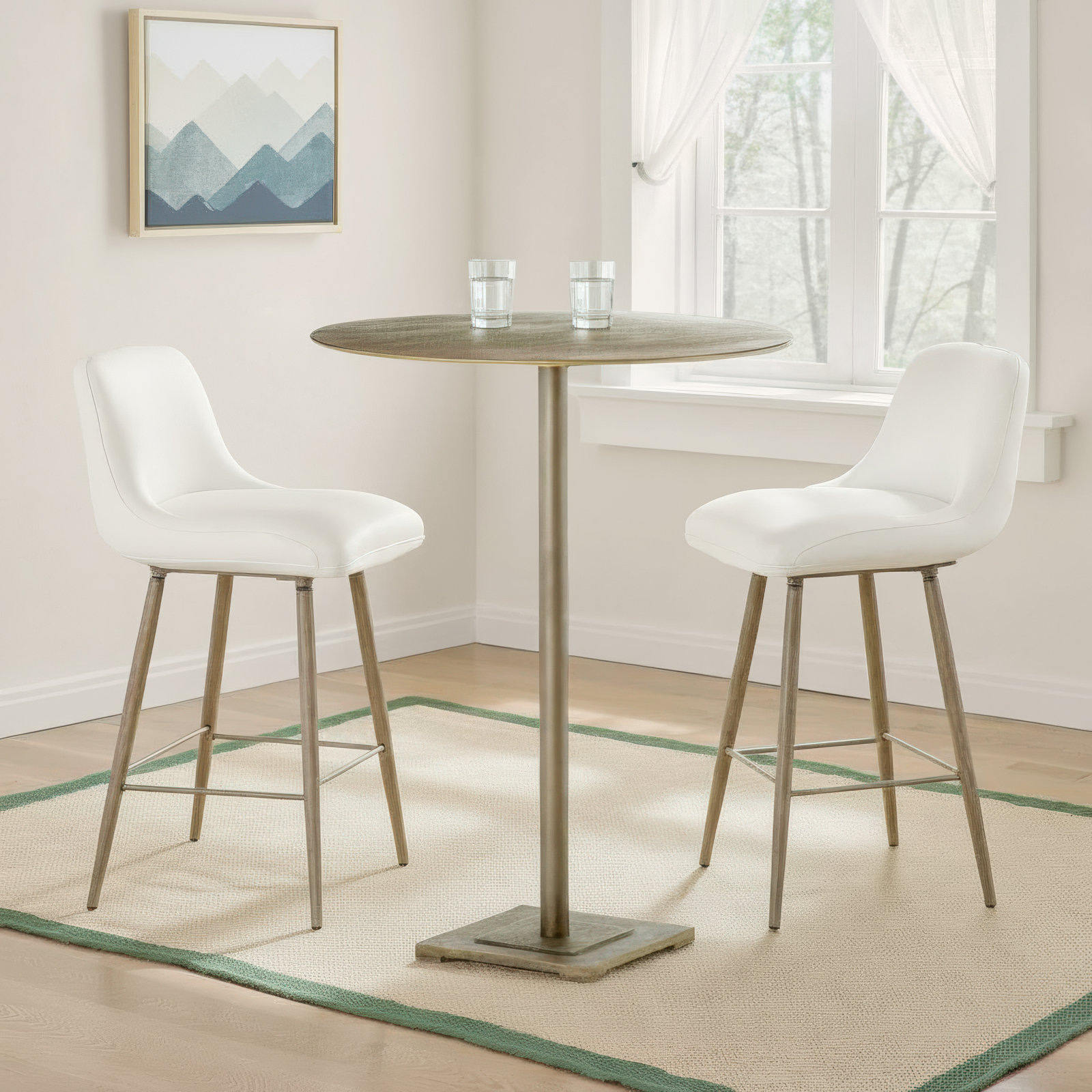 Nell 32'' Round Dining Table, 41.5" H x 32" L x 32" W, Acid Etched Aged Brass