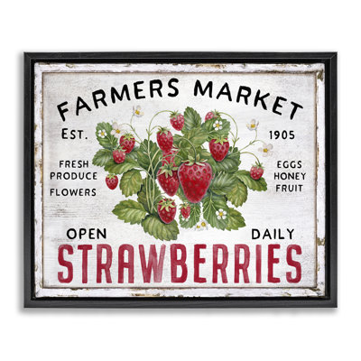  "Farmers Market Strawberries", art mural encadré flottant par Creatif Belle