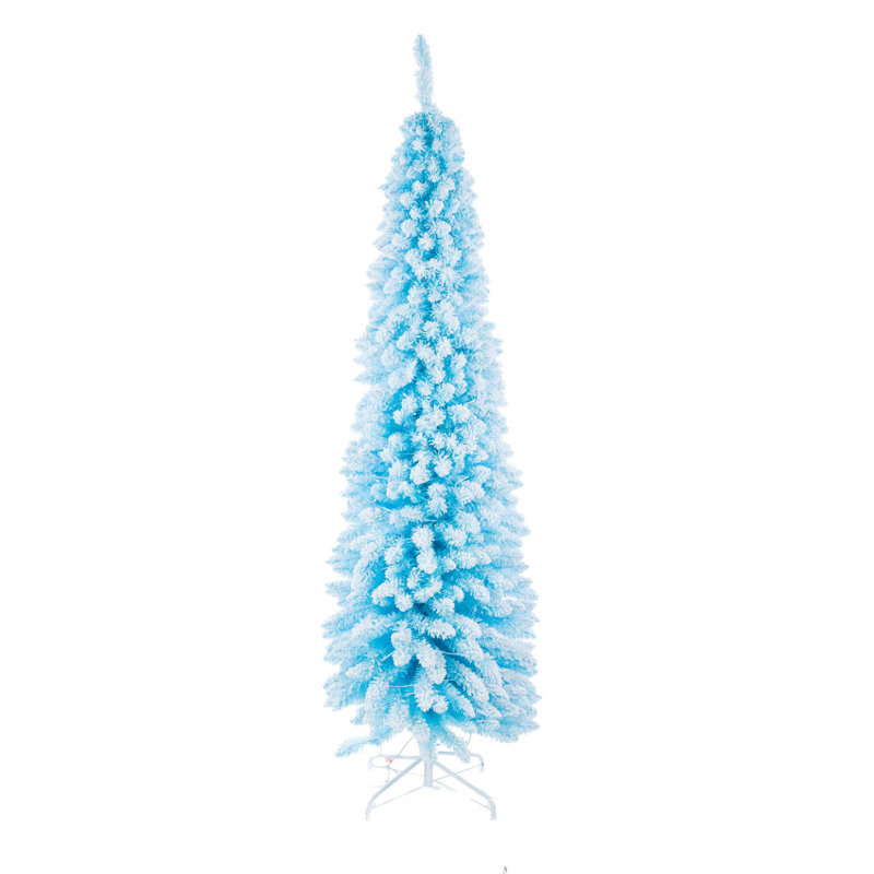 Sapin en plastique floqué bleu ciel, 6'11"