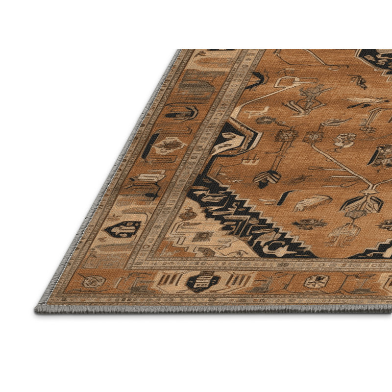 Machine Washable Persian Brown Area Rug, Rectangle 8' x 12'