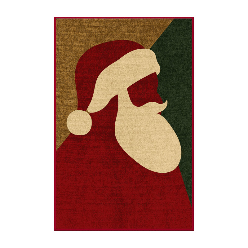Tapis brun moderne et contemporain lavable à la machine Midtown Christmas, 6 x 9
