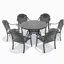 Ensemble de 7 pièces de mobilier de patio en aluminium coulé avec coussins bleus