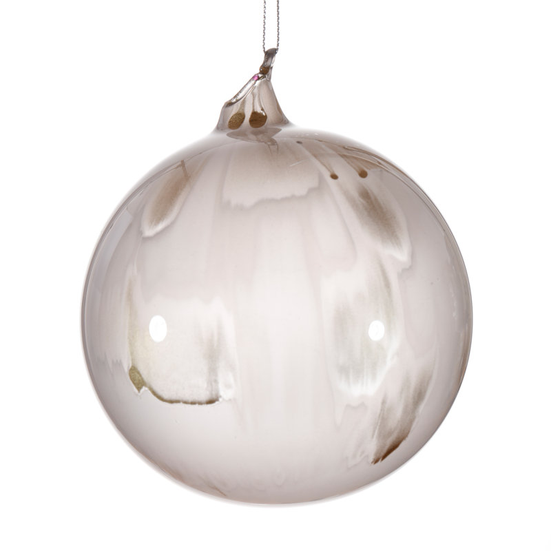 Ornement boule en verre, H 3,93 po x l 3,93 po x P 3,93 po, Gris