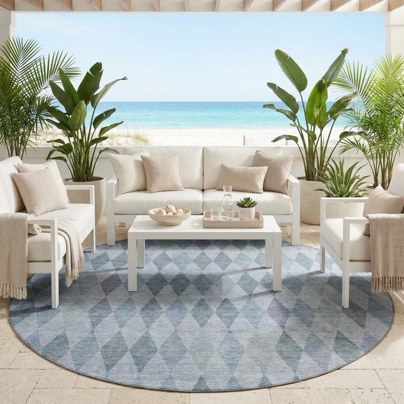 Tapis d'intérieur rond lavable antidérapant 8 po