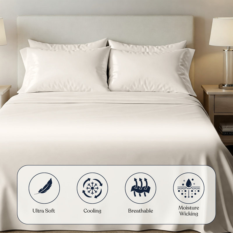 Drap-housse Delara, Drap plat pour taille de lit grand, Ivoire ivoire