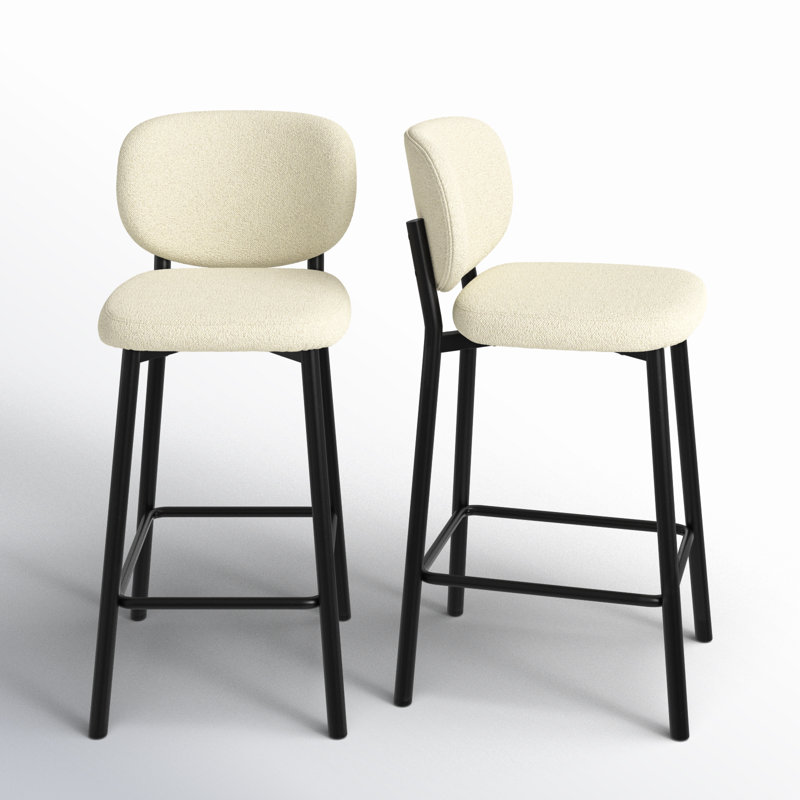 Corine Upholstered 24'' Counter Stool, Off White