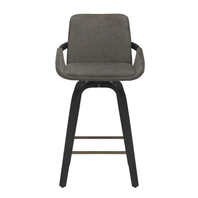 Tabouret de comptoir pivotant 26 po Patric, ensemble de 2 en tissu performance gris anthracite et noir