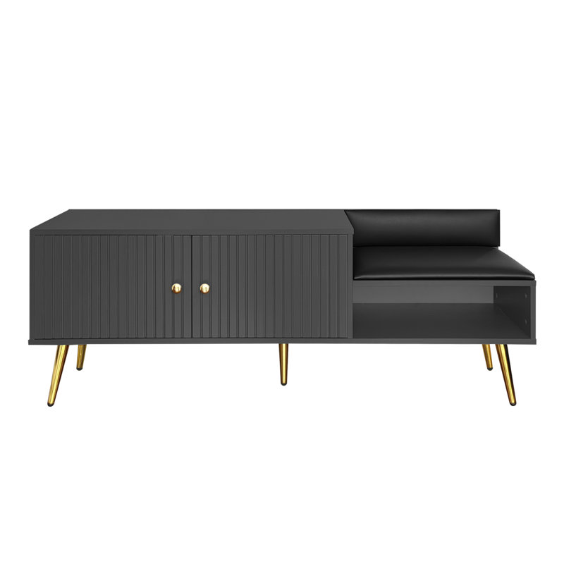 Banc de rangement pour chaussures moderne avec rangement caché et coussins rembourrés pour le chevet du salon et du vestibule