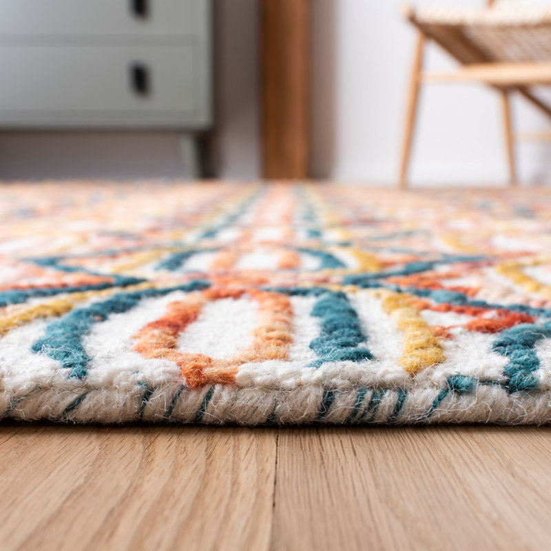 Tapis ivoire / bleu marine Rubalcava, Tapis de couloir 2 pi 3 po x 8 pi