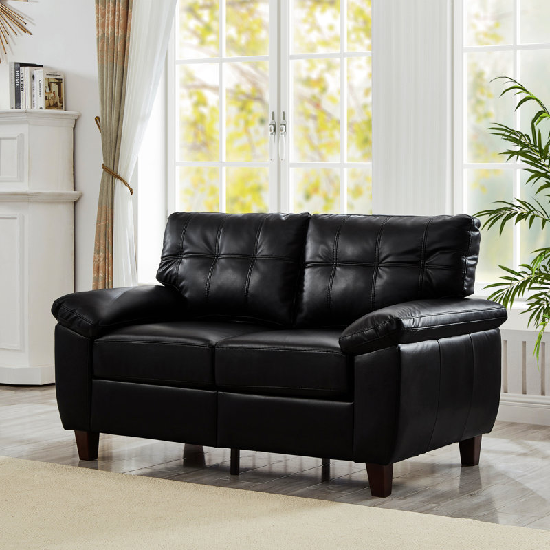 Causeuse moderne avec accoudoirs larges et rangement, Noir